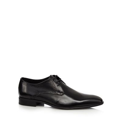 Black punch detailed derby shoes